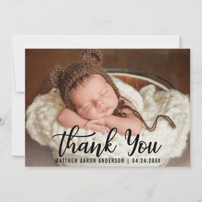 New Baby Modern Vielen Dank Blk Card Dankeskarte (Vorderseite)