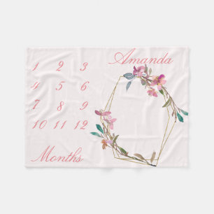New Baby Säugling Milestone Cherry Blossom Gold Ge Fleecedecke