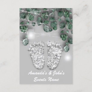New Baby SHOWER Feet Glitzer Silver Girl Boy Einladung