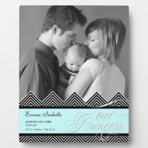 New Baby Zig Zag Zickzack Modernes Personalisierte Fotoplatte