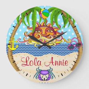 New Beach Sun Ocean Wall Clock 4 - SRF Große Wanduhr