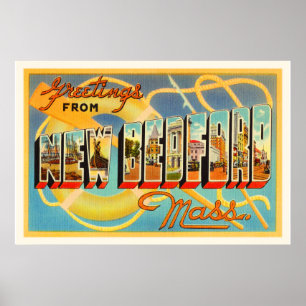 New-Bedford Massachusetts MA alte Reise-Andenken Poster