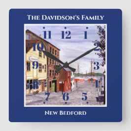 New Bedford Massachusetts New England Painting Quadratische Wanduhr