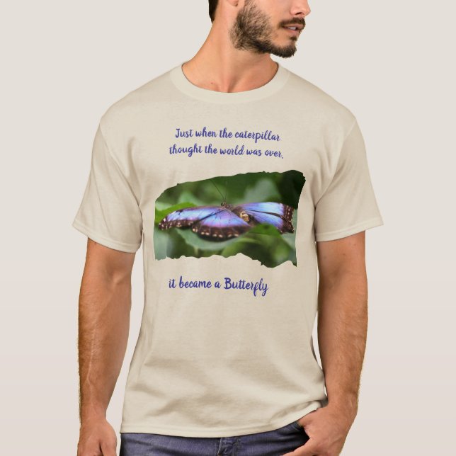 New Beginnings Butterfly Inspirational Quote T-Shirt (Vorderseite)