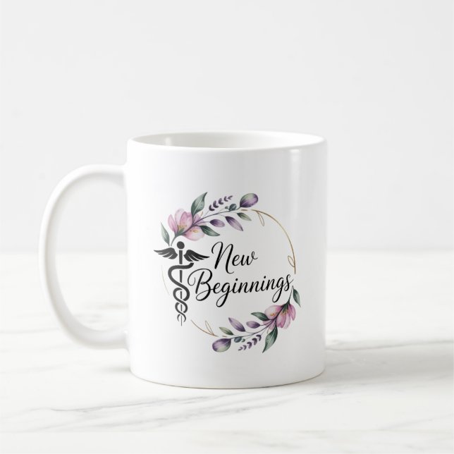 New Beginnings Nursing Graduation Personalized Kaffeetasse (Links)