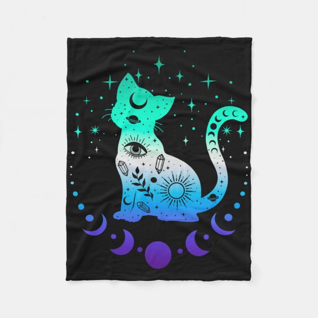 New Blue Gay Male Mlm Pride Flag, Astrology Cat  Fleecedecke (Vorderseite)