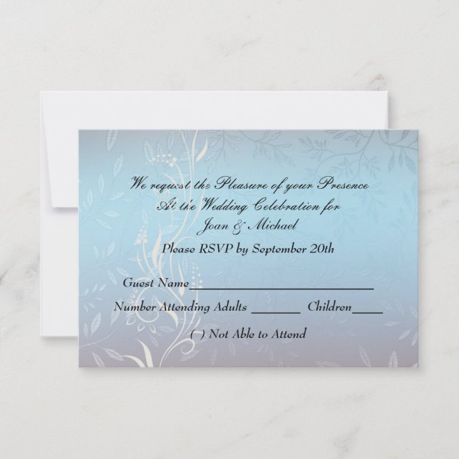 New Blue Wedding RSVP Karte (Vorderseite)
