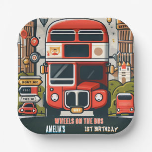 New Boy Niedlich Girl Tour City Party Bus 1. Gebur Pappteller