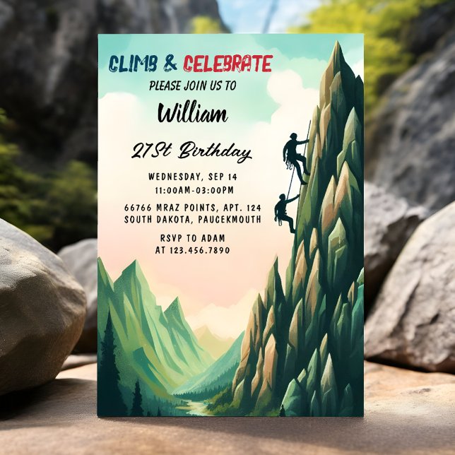 New Boy Tree Fun Cliff Rock Klettern 21. Geburtsta Einladung (Von Creator hochgeladen)