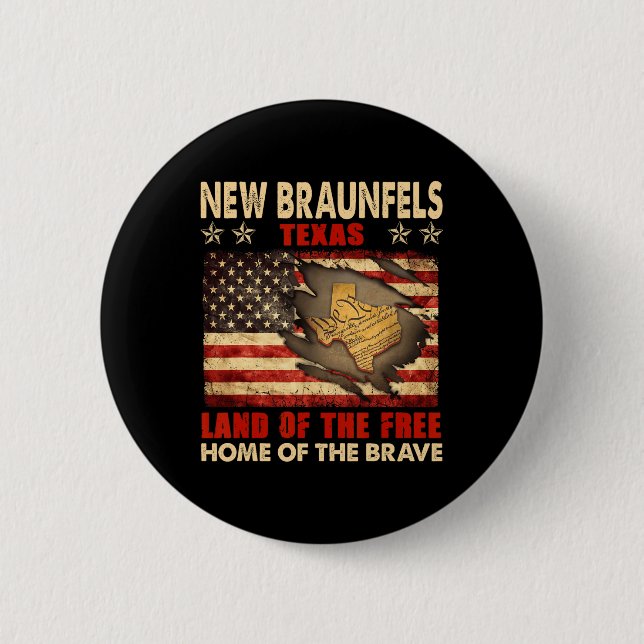 New Braunfels Texas USA Flagge 4. Juli  Button (Vorderseite)
