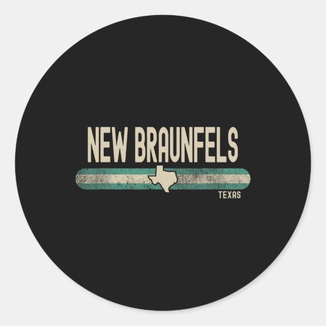 New Braunfels Tx Texas Travel &amp; 80s Style  Runder Aufkleber (Vorderseite)