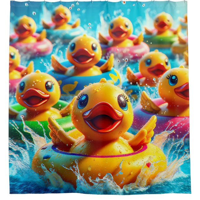 "New Braunfels Tx: Tubing Duckies on Comal" Duschvorhang (Vorderseite)