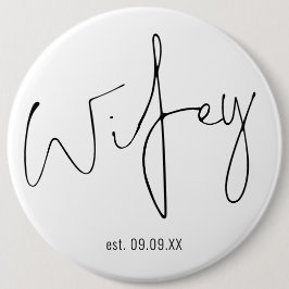 New Bride Wifey Script Name Keepake Button