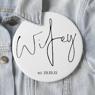 New Bride Wifey Script Name Keepake Button