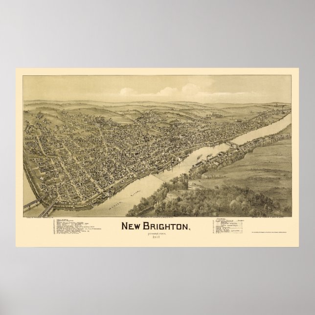New Brighton, PA Panoramic Map - 1901 Poster (Vorne)