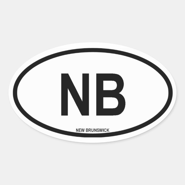 New Brunswick "NB" Ovaler Aufkleber (Vorderseite)