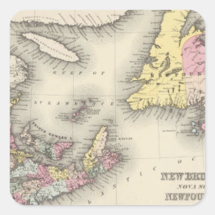 New-Brunswick, Neuschottland, Neufundland Quadratischer Aufkleber