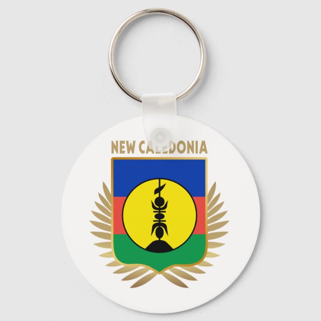 New Caledonia Flag Shield Schlüsselanhänger (Vorderseite)