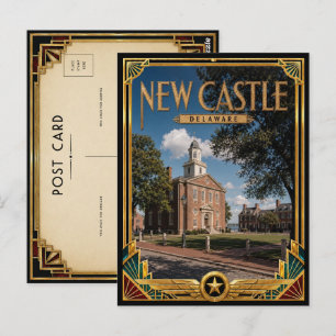 New Castle Delaware Vintage Art Deco Golden Age Postkarte