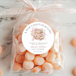 New Chapter Begins Pink Baby Shower Shower Sticker