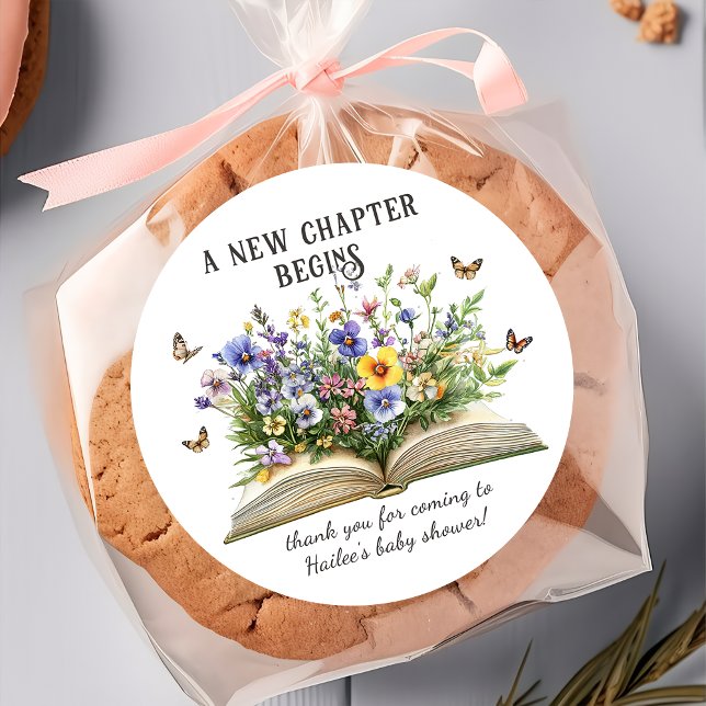 New Chapter Begins Storybook Baby Shower Sticker (Créateur téléchargé)