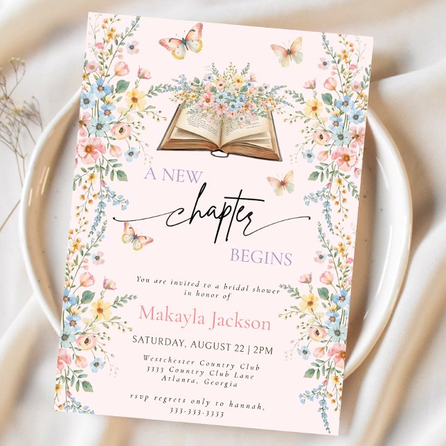 New Chapter Begins Storybook flowers Bridal Shower Einladung (Von Creator hochgeladen)