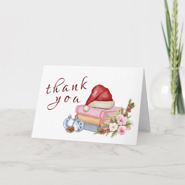 New Chapter Begins Winter Floral Baby Shower  Dankeskarte (Vorderseite)