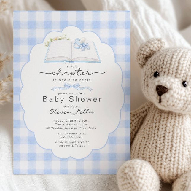 New Chapter Blue Book Baby Shower Invite Einladung (Von Creator hochgeladen)