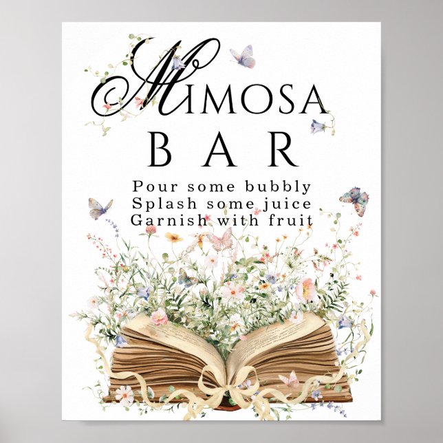 New Chapter Book Theme bridal shower mimosa bar Poster (Vorne)
