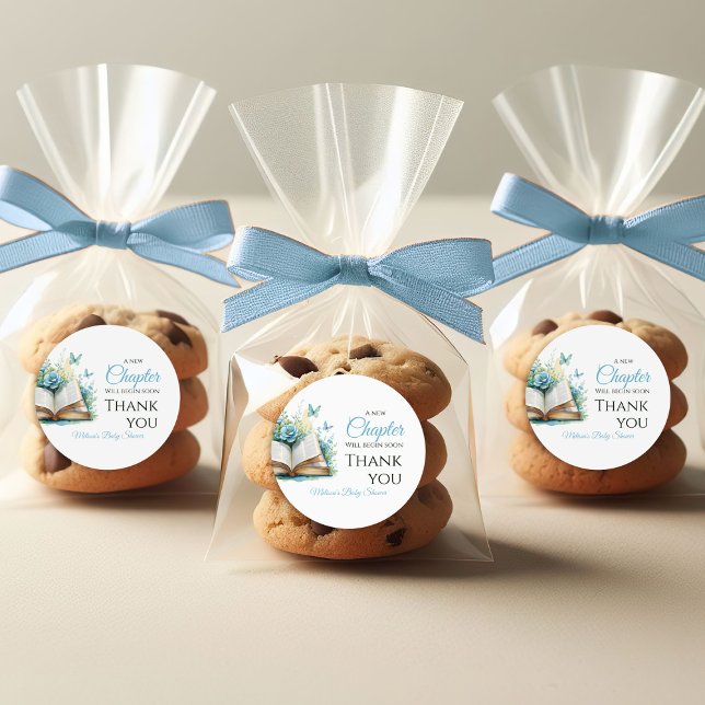 New Chapter Boy Blue Brunch StoryBook Baby Shower Runder Aufkleber (Von Creator hochgeladen)
