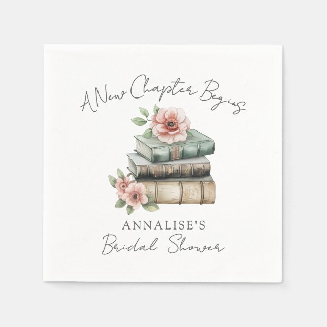 New Chapter Floral Book Bridal Shower Serviette (Vorderseite)