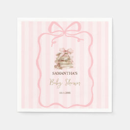 New Chapter Pink Bow Stripes Baby Shower Serviette