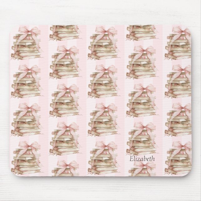 New Chapter Pink Bow Stripes Mousepad (Vorne)