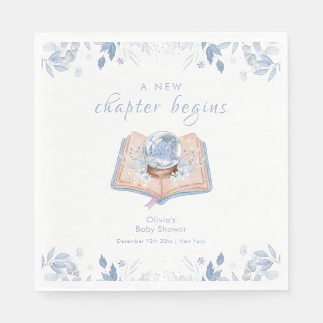 New Chapter Winter Floral Snowball Baby Shower  Serviette (Vorderseite)