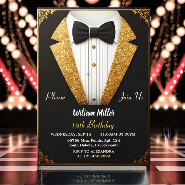 New Chic Anzug Award Men Adult Tuxedo 18. Geburtst Einladung (Von Creator hochgeladen)