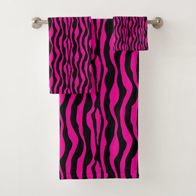 *New* Chic-Rosazebra-Druck-Tuch-Set Badhandtuch Set (Insitu)