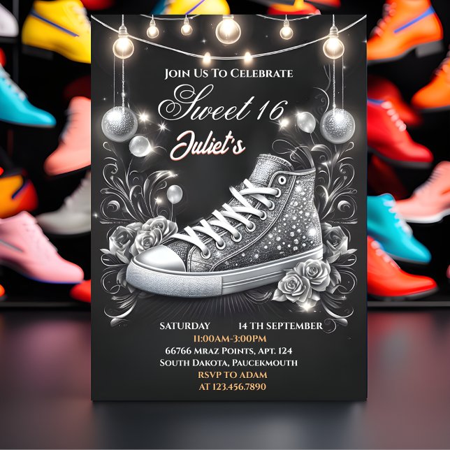 New Chic Shoe Girl Sweet 16 Sneaker Ball Geburtsta Einladung (Von Creator hochgeladen)