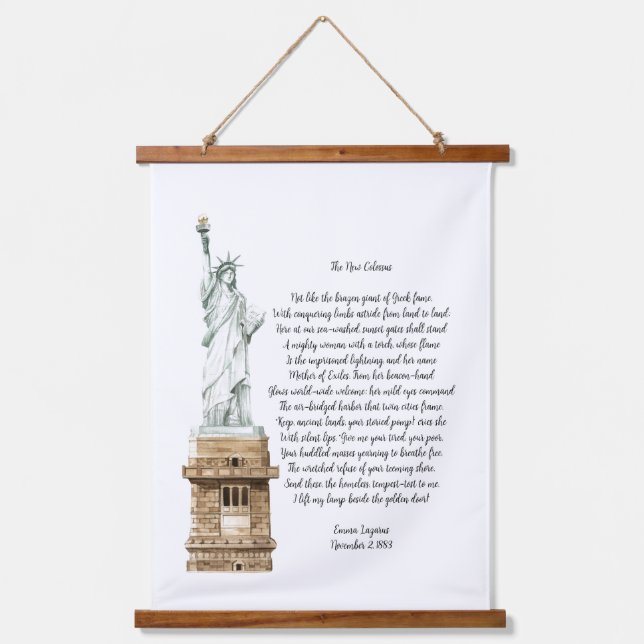 New Colossus Liberty Gedicht Wandteppich Mit Holzrahmen (Vorderseite)