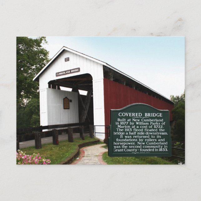 New Cumberland Covered Bridge Plaque Postkarte (Vorderseite)
