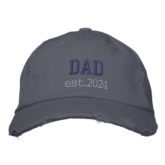 NEW DAD - est.2024 bestickte Baseballkappe (Vorderseite)
