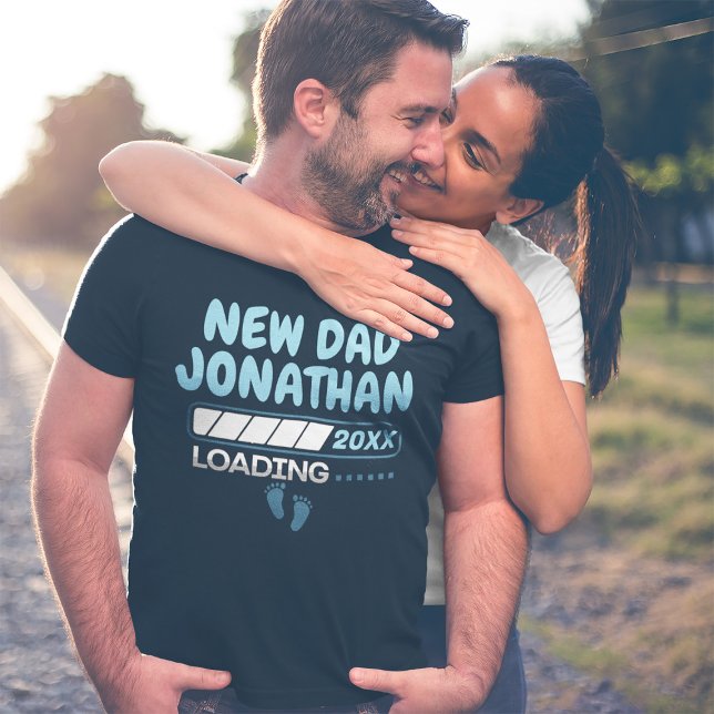 New Dad Loading Funny Individuelle Name Jahr T-Shirt (New Dad Loading Funny Custom Name Year T-Shirt)