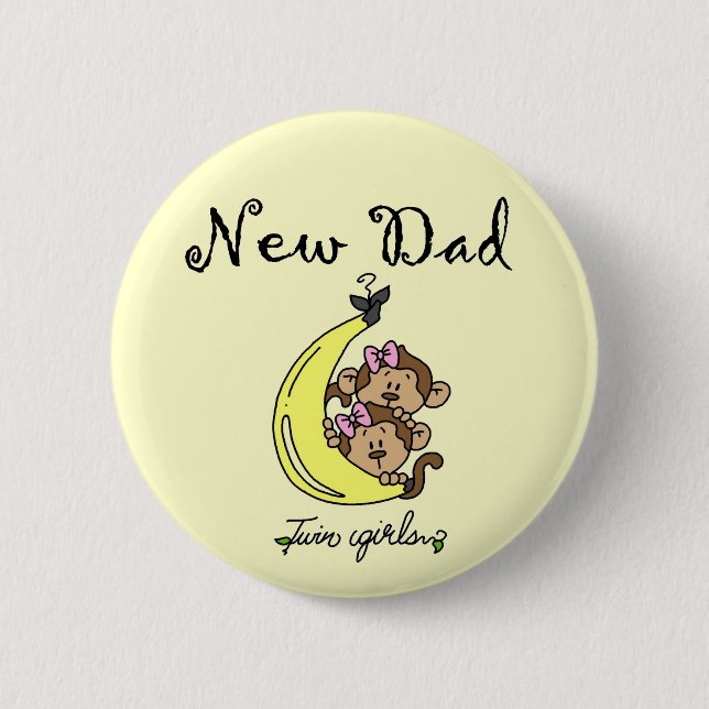 New Dad of Twin Girls Tshirts and Gifts Button (Vorderseite)