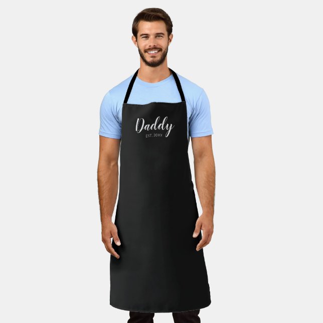 New Daddy Established 2023 Typografie Schürze (Getragen)