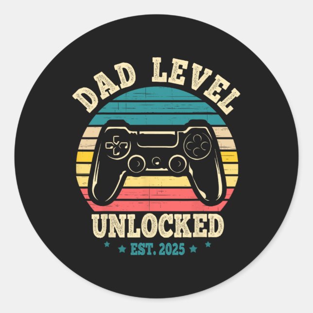 New Daddy I Leveled Up To Dad Mens Pregnancy Idea  Runder Aufkleber (Vorderseite)