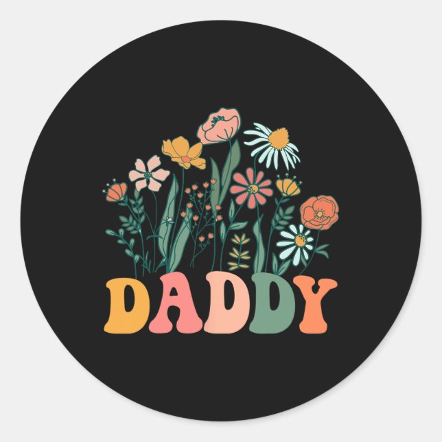 New Daddy Wildflower First Birthday &amp; Baby Sho Runder Aufkleber (Vorderseite)