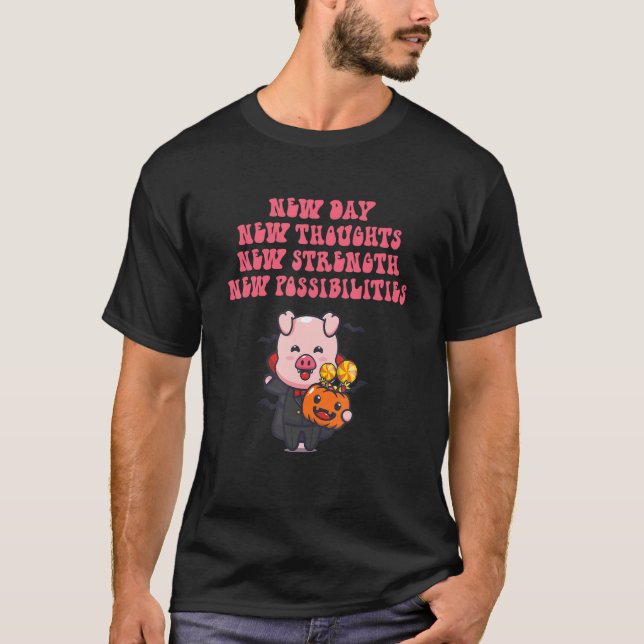 New Day New Thoughts Apparel Halloween W Pig & Pum T-Shirt (Vorderseite)