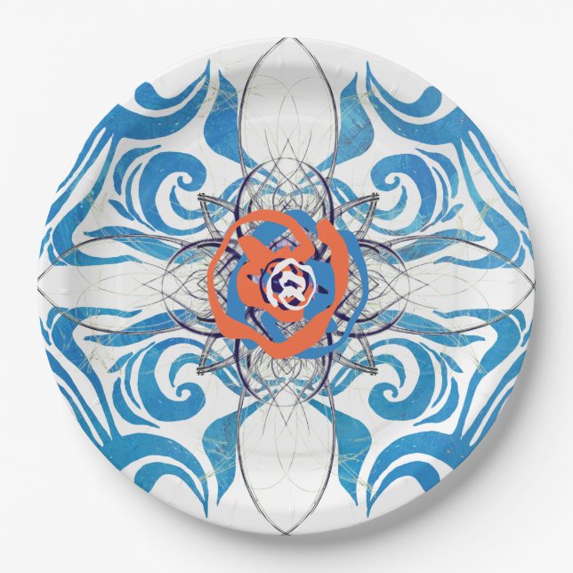 New Deko Blue Elegance Pappteller (Vorderseite)