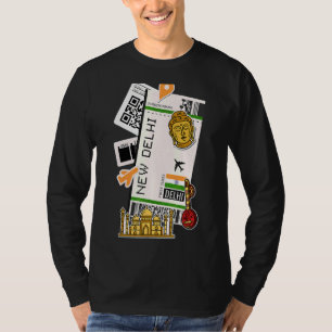 New Delhi Air Ticket Boarding Pass Flugzeug India  T-Shirt