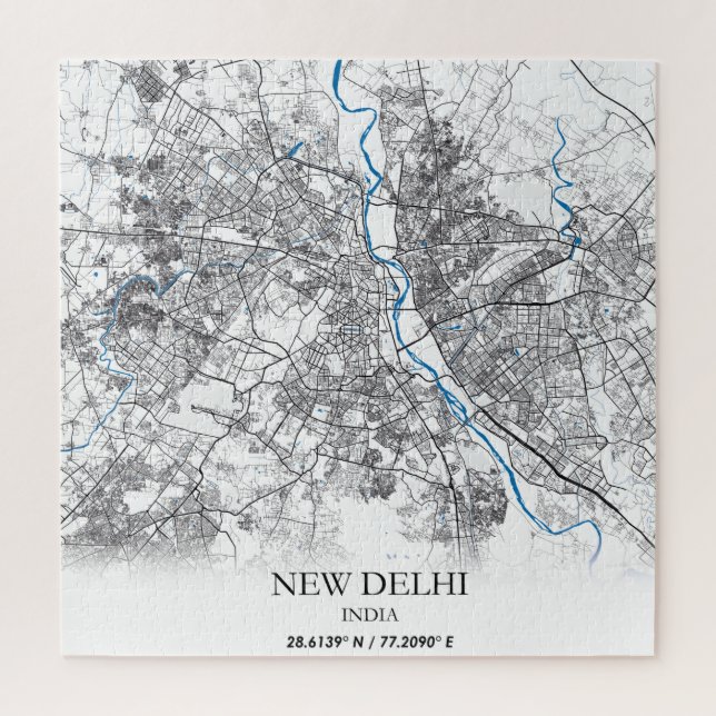 New Delhi India City Map Travel Simple (Vertikal)