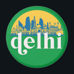 New Delhi India Retro City Skyline City Art Magnet<br><div class="desc">Vintages und retro City Design mit wunderschöner Skyline, touristischer Attraktion und Stadtbild. Cooler Wolkenkratzer und Gebäude Silhouette Illustrationen für Touristen und Reisende. Ideal als Souvenir, um Zuhause zu bringen, wenn Sie durch die Welt reisen. Rett die Erinnerung an deine Reise und Ferien mit Familie und Freunden. Die Hintergrundfarbe kann auf...</div>